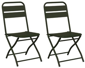 vidaXL Πτυσσόμενη Καρέκλα Κήπου 2 pcs Πράσινο 55 x 56.5 x 91εκ Ατσάλι