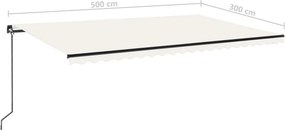 vidaXL Τέντα Συρόμενη Χειροκίνητη Κρεμ 500 x 300 εκ.
