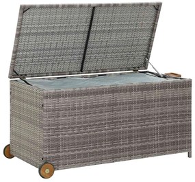 vidaXL Κουτί Αποθήκευσης Κήπου Ανοιχτό Γκρι 120x65x61 εκ. Συνθ. Ρατάν