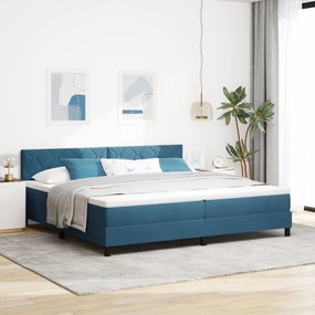 vidaXL Κρεβάτι Box Spring με Στρώμα Σκούρο Μπλέ 200x200 εκ Βελούδο