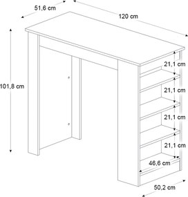 Τραπέζι μπαρ Monaco Megapap χρώμα λευκό - sapphire oak 120x51,6x101,8εκ.