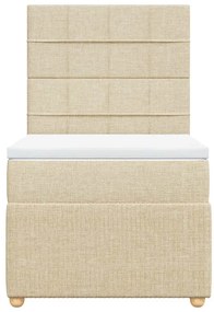 vidaXL Κρεβάτι Boxspring με Στρώμα Κρεμ 90x190 εκ.Υφασμάτινο