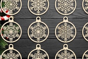 Σετ των 3 Intra απο ξύλο plywood 3mm-4mm πάχος Χριστουγεννιάτικο στολίδι Δίασταση 8x8 cm INTRAFABR-79666428