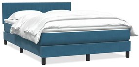 vidaXL Κρεβάτι Boxspring με Στρώμα Σκούρο Μπλε 160x210 εκ. Βελούδινο