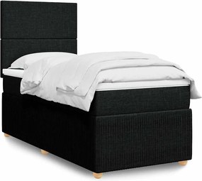 vidaXL Κρεβάτι Boxspring με Στρώμα Μαύρο 100 x 200 εκ. Υφασμάτινο