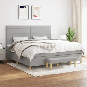 vidaXL Κρεβάτι Boxspring με Στρώμα Ανοιχτό Γκρι 200x200 εκ. Υφασμάτινο