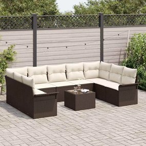 vidaXL Σετ Καναπέ Κήπου με μαξιλάρι 10 pcs Γκρι Πολυ ράταν