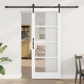 vidaXL Συρόμενη Πόρτα Χειροκίνητος Λευκό 83 x 202 εκ. Ξύλο και μέταλλο