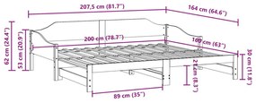 Καναπές Κρεβάτι Συρόμενος ΚαφέΚεριού 80x200εκ.Μασίφ Ξύλο Πεύκου - Καφέ