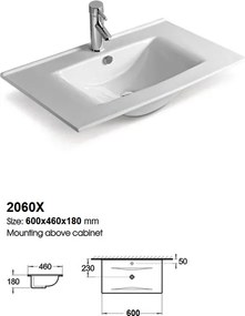 Drop Torino 60 White 1  MDF - Πάγκος με Νιπτήρα και Καθρέφτη