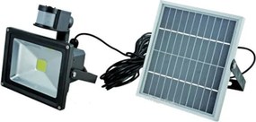Στεγανός Ηλιακός Προβολέας IP65 Ισχύος 20W με Αισθητήρα Κίνησης και Ψυχρό Λευκό Φως σε Μαύρο χρώμα SL20PIR