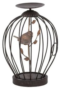Κηροπήγιο Κλουβί 266-92-404 16x24cm Brown Polyresin