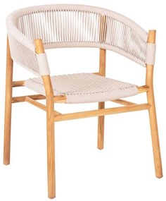 Πολυθρόνα Irving HM9763 60x55x78cm Με Σχοινί Από Ξύλο Teak Natural-Beige Wood, Rope