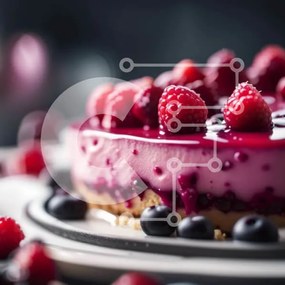 Intra Συλλεκτικό Ξύλινο Παζλ Plywood  4mm - Νόστιμο Cheesecake Raspberry με φρέσκα σμέουρα σε ένα πιάτο Σε Ξύλινο Κουτί - Διαστάσεις: 10x10 cm – 25 κομμάτια