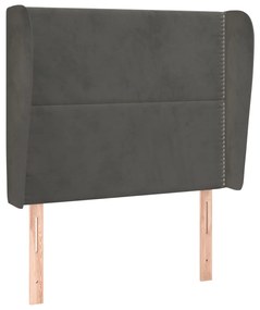 Κεφαλάρι με Πτερύγια Σκούρο Γκρι 93 x 23 x 118/128εκ.Βελούδινο 3117853