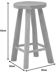 Σκαμπό Charloce teak ξύλο σε φυσική απόχρωση Φ35x62εκ 35x35x62 εκ.
