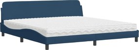 vidaXL Κρεβάτι με Στρώμα Dover Μπλε 200x200 εκ. Υφασμάτινο