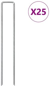 vidaXL Στηρίγματα Εδάφους Σχήμα U 25 τεμ. 20x4 εκ. Γαλβαν. Ατσάλι