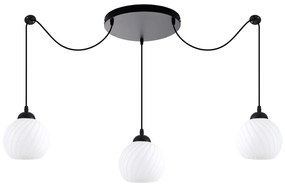 KQ 8865-3A SWIRL BLACK PENDANT WITH WHITE GLASSES Ε3