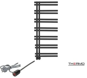 Thermo SOLO Θερμαινόμενη πετσετοκρεμάστρα από ανοξείδωτο χάλυβα με ηλεκτρική λειτουργία, 120x50cm Silk Black