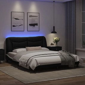 vidaXL Πλαίσιο Κρεβατιού με LED Μαύρο/Λευκό 160x200εκ. Συνθετικό Δέρμα