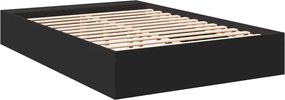 vidaXL Πλαίσιο Κρεβατιού Μαύρο 135x190 εκ. Επεξεργ. Ξύλο
