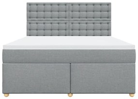 vidaXL Κρεβάτι Boxspring με Στρώμα Ανοιχτό Γκρι 180x200 εκ. Υφασμάτινο