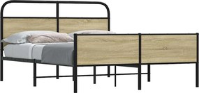 vidaXL Σκελετός Κρεβ. Χωρίς Στρώμα Sonoma Δρυς 150x200 εκ. Μεταλλικό
