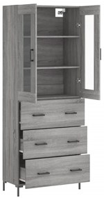 vidaXL Ντουλάπι Γκρι Sonoma 69,5 x 34 x 180 εκ. Επεξεργασμένο Ξύλο