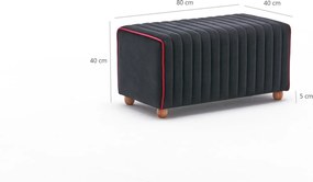 Πουφ Σκαμπό Ανθρακί/Ροζ MABEL 40x80x40