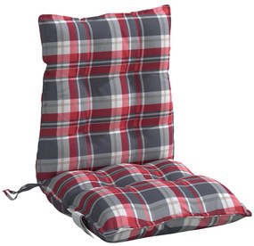 vidaXL Μαξιλάρια Καρέκλας Χαμηλή Πλάτη 2τεμ.Κόκκινο Καρό Ύφασμα Oxford