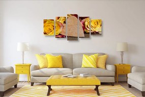 Εικόνα 5 μερών κίτρινα τριαντάφυλλα του Αγίου Βαλεντίνου - 100x50