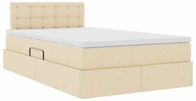 vidaXL LED Κρεβάτι αποθήκευσης με στρώμα Κρέμ 120 x 200 cm Ύφασμα