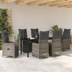 vidaXL Σέτ φαγητού για κήπο με μαξιλάρι 7 pcs Μπεζ Πολυ ράταν