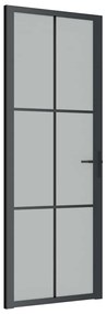 vidaXL Εσωτερική Πόρτα 76x201,5 εκ. Μαύρο Ματ Γυαλί και Αλουμίνιο