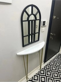 Stewehome Οβάλ κονσόλα με μισοφέγγαρο σχήμα με πόδια 18x86x86 cm
