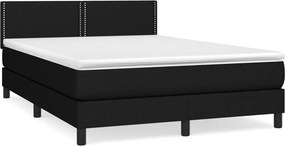 vidaXL Κρεβάτι Boxspring με Στρώμα Μαύρο 140x200 εκ. Υφασμάτινο
