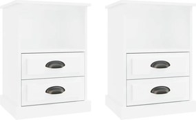 vidaXL Κομοδίνα 2 τεμ. Γυαλιστερό Λευκό 43x36x60 εκ.