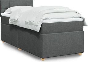 vidaXL Κρεβάτι Boxspring με Στρώμα Σκούρο Γκρι 90x190 εκ. Υφασμάτινο