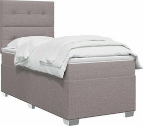 vidaXL Κρεβάτι box spring με στρώμα Taupe 90 x 200 cm Ύφασμα