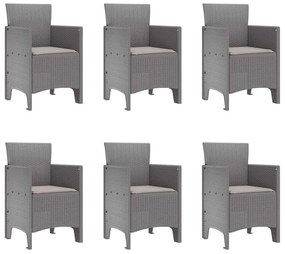 vidaXL Σέτ φαγητού για κήπο 7 pcs Ανοιχτό γκρι Rattan Polt