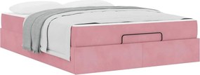 vidaXL Σκελετός κρεβατιού με στρώμα 2 pcs Ροζ Βελούδο