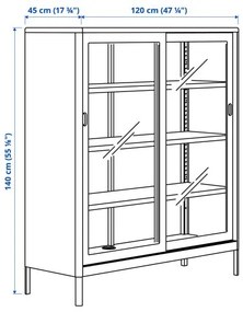 IDÅSEN ντουλάπι με συρόμενες γυάλινες πόρτες, 120x140 cm 904.963.84