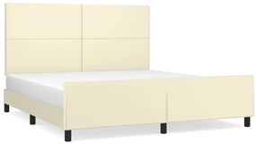 vidaXL Πλαίσιο Κρεβατιού με Κεφαλάρι Κρεμ 160x200 εκ. Συνθετικό Δέρμα