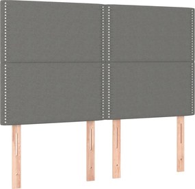 vidaXL Κρεβάτι Boxspring με Στρώμα &amp; LED Σκ.Γκρι 140x190εκ. Υφασμάτινο