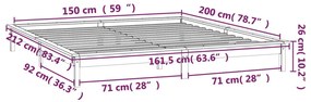 Πλαίσιο Κρεβατιού LED Λευκό 150x200 εκ. King Size Μασίφ Ξύλο - Λευκό