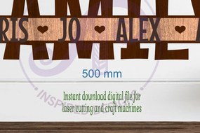 Intra απο ξύλο plywood Χρώμα wenge 3mm-4mm πάχος - Οικογενειακό Σχεδιασμός Ονόματος Σήμα Laser Δίασταση 30x20 cm INTRAFABR-66107962