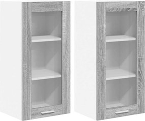 vidaXL Κρεμαστό ντουλάπι 2 pcs Γκρίζο Σονομα Επεξεργασμένο Ξύλο
