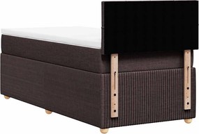 vidaXL Κρεβάτι Boxspring με Στρώμα Σκούρο Καφέ 100x200 εκ. Υφασμάτινο