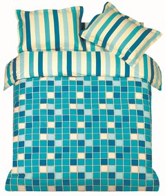 Makis Tselios Home Σετ Παπλωματοθήκη Υπέρδιπλη 220x240 Squares Blue